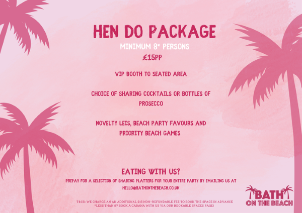 Hen Do Packages at Bath on the Beach